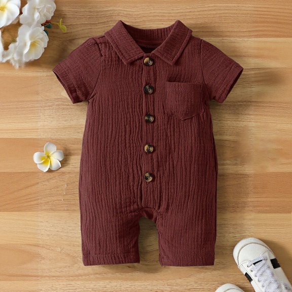 Unisex Summer Baby Bodysuit for Boys and Girls Short Sleeve Jumpsuit Snap Closure Comfortable Playwear for Daily Wear Summer Bodysuit