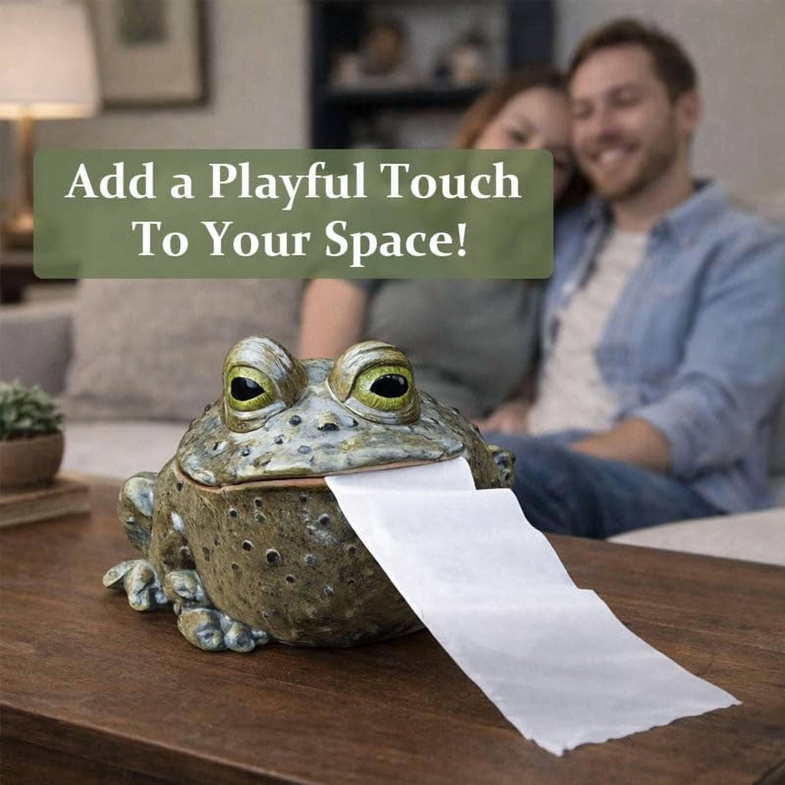Whimsical Toad Tissue Box Cover & Funny Toad Tissue Holder, Funny Frog-Shaped Tissue Holder for Bathroom Decor, Resin Frog Toilet Paper Holder (1 or 2 Pack)