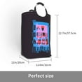 thumbnail image 3 of XMXT Large Collapsible Laundry Hamper, Game Letter Sticker Double Color Pattern Blue Laundry Basket with Aluminum Handle, 50L, 3 of 7