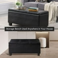 thumbnail image 4 of Storage Ottoman Set of 3, 38'' Button-Tufted Coffee Table Bench with 2pcs Nesting Foot Stools, for Living Room Couch, Bedroom, End of Bed (Black - PU Leather), 4 of 13