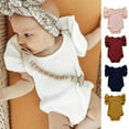 thumbnail image 6 of Infant Summer Cotton Solid Flying Sleeves Knitted Romper, 6 of 7