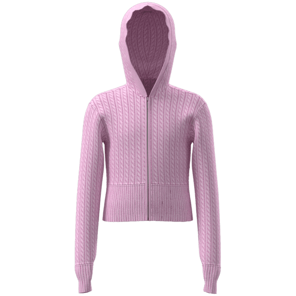 Wonder Nation Girls Ribbed Knit Hooded Full Zip Sweater, Sizes 4-18