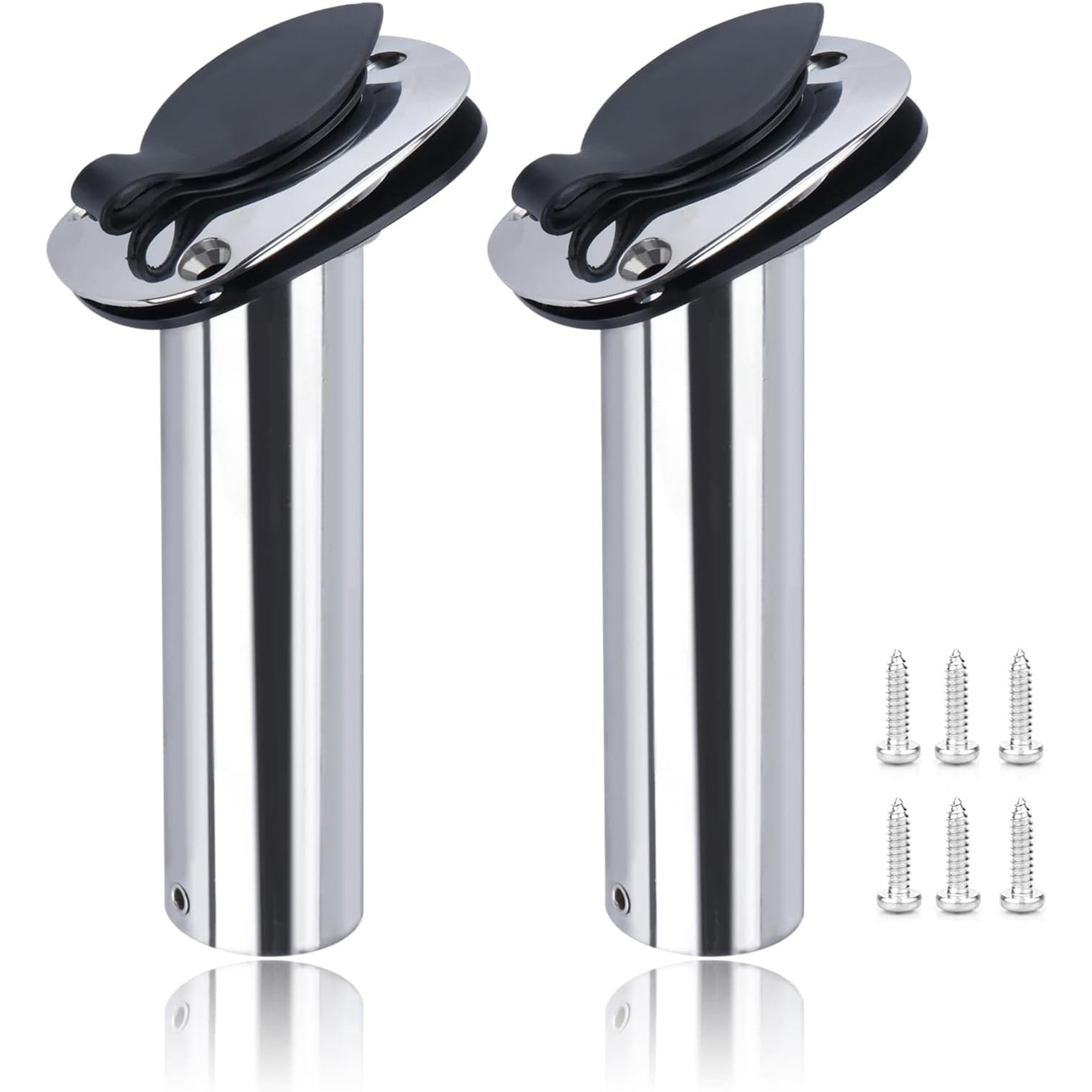 2 count Boat Stainless Steel Fishing Rod Holder Flush Mount 15/30/90 with PVC Inner Tube and Gasket