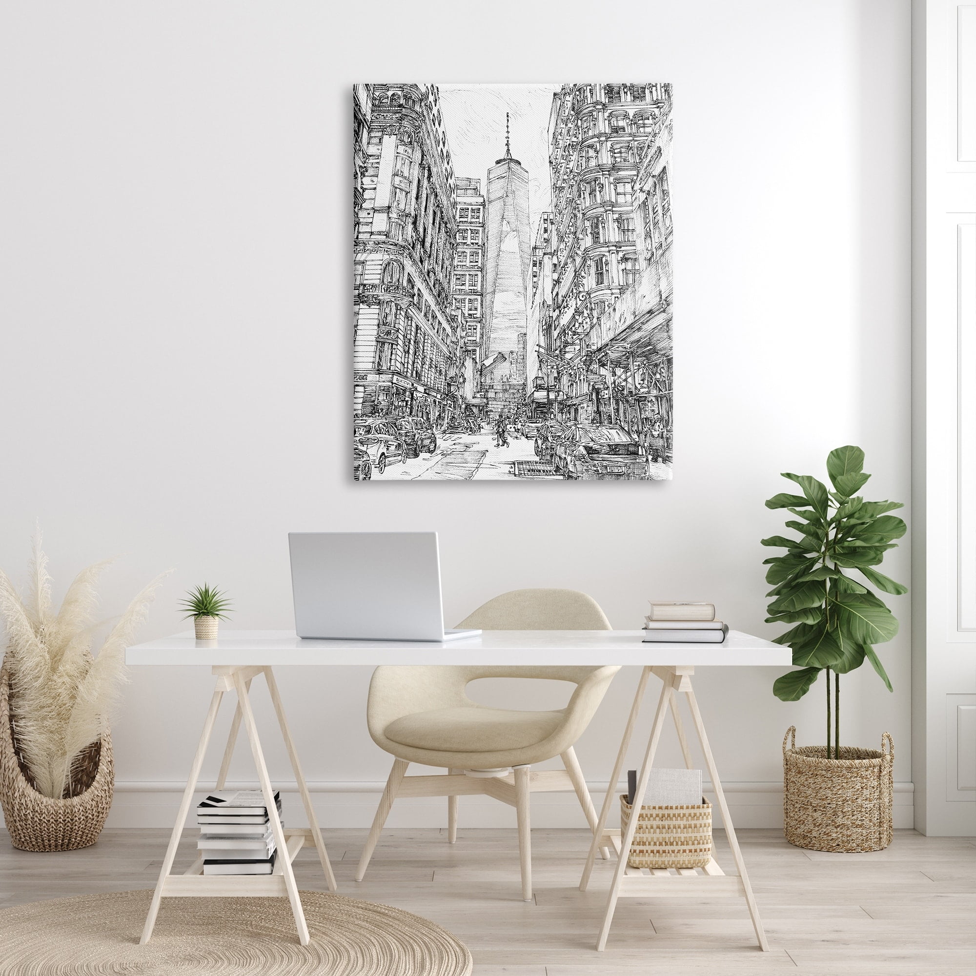 Stupell Urban City Metropolis One World Trade Center Travel & Places Drawing Gallery Wrapped Canvas Print Wall Art