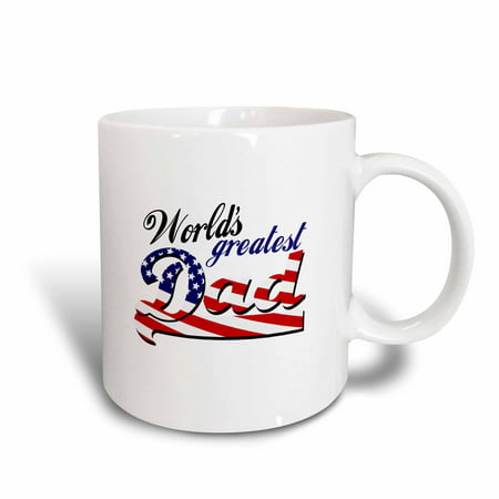 3dRose Worlds greatest dad with USA American flag - good for fathers day or as a general best daddy gift, Ceramic Mug, (Best Gifts To India From Usa)