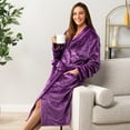 thumbnail image 6 of PAVILIA Robes For Women, Fleece Soft Fluffy Bathrobe, Plush Cozy Long Spa Robe, Satin Trim (S/M, Purple), 6 of 9