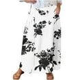 thumbnail image 2 of WXLWZYWL Women Flowy Maxi Skirt Floral Print Fall Casual Boho High Elatic Waist Loose Long Skirt with Pockets, 2 of 5