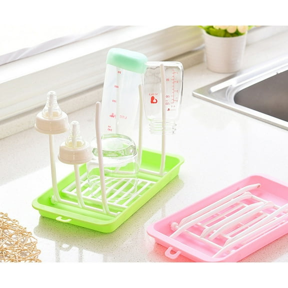 Mobestech Pink Foldable Bottle Drying Rack for Home Use Made of Food Grade PP Perfect for Baby Feeding Accessories