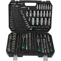 Riedhoff 216 Piece Mechanics Tool Set & Socket Set, SAE and Metric, Black