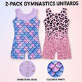 thumbnail image 6 of Aideaone Girls Gymnastics Leotards 2 Pack Sleeveless Rhinestone Biketards Sparkle Printed Dance Unitard Ballet Training Bodysuit for Little Girls 4-10Y, 6 of 8