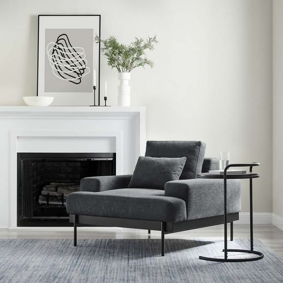 Modway Proximity Upholstered Fabric Armchair in Charcoal