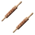 thumbnail image 1 of Oleegame 2PC Embossed Tool Wood Pin Rolling Rolling Carved Kitchen Christmas Engraved Pin Kitchen，Dining Bar Yellow, 1 of 4