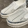 thumbnail image 6 of White Ladies Slip On Loafers Round Toe Rhinestone For Comfortable Walking, 6 of 9