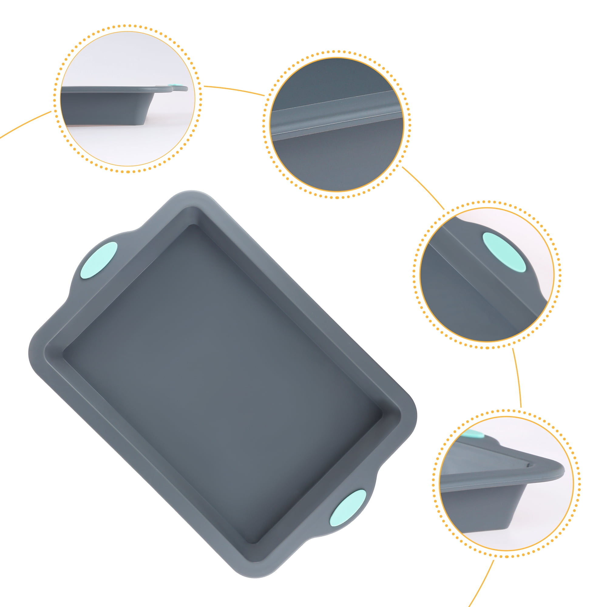 Unique Bargains 3 Packs Nonstick Silicone Baking Pans Gray 15.0*9.9*1.5in