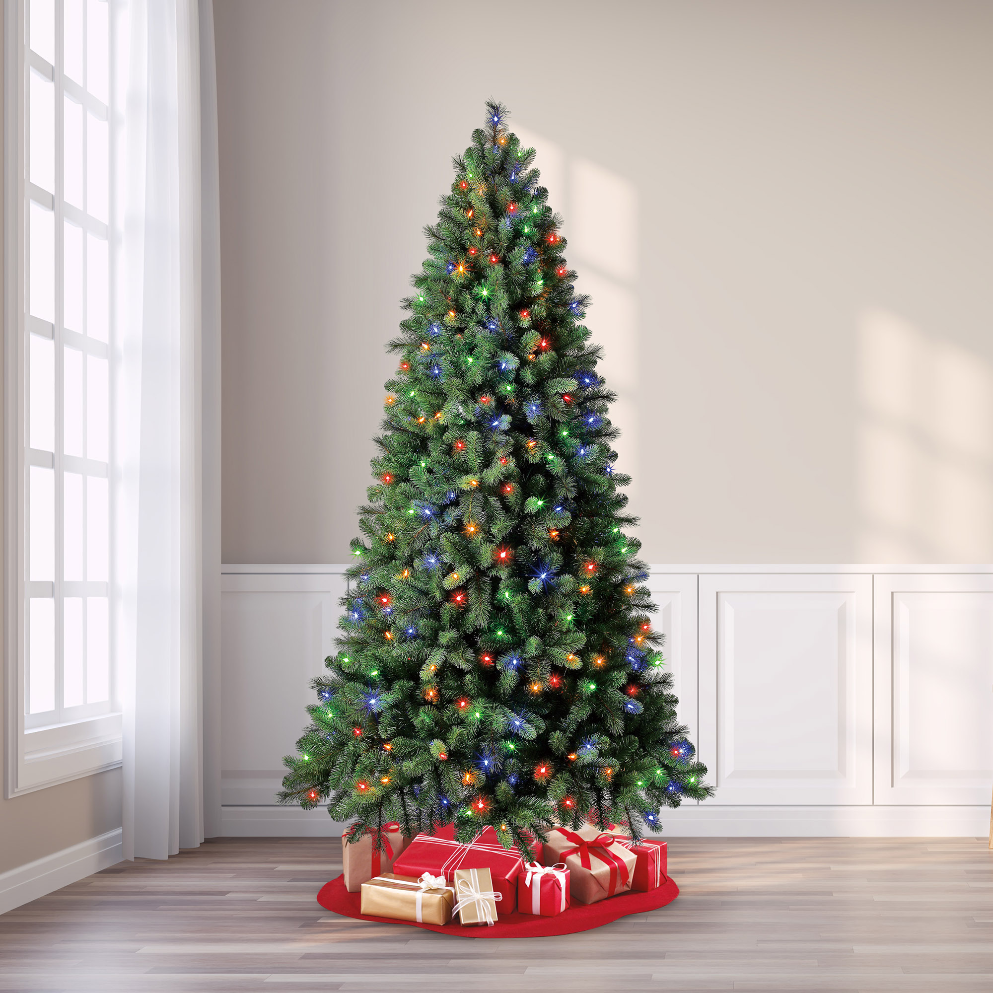 Holiday Time Multi-color Prelit LED Green Decorated Spruce Artificial Christmas Tree, with Color Changing Lights 7.5' - image 3 of 8