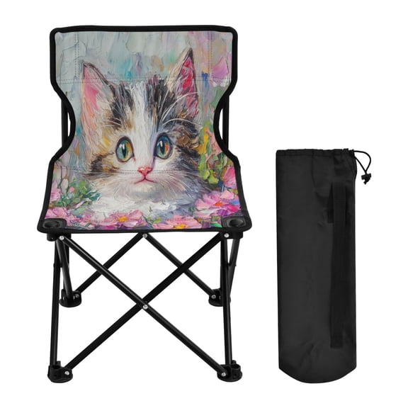 YAZAOO Camping Chairs Modern Whiskered Wonder in Petals Pattern Folding chair