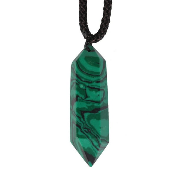 Colgante de collar de piedra natural Cristales de malaquita Colgante hexagonal Joyas Tmvgtek Oficina Multiescena Multifunción