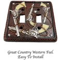 thumbnail image 3 of Urbalabs Western Six Shooter Rope Cowboy Silver Star Decorative Light Switch Outlet Wall Plate Covers Country Home Rustic Light Switch Covers Single Double 2 Gang Switch Plates (Double Switch), 3 of 7