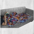 thumbnail image 6 of 1970s Soft Flannel Fleece Throw Blanket, Polygonal Composition with Angular Triangle Motifs Colorful Geometric Elements, Cozy Plush for Indoor and Outdoor Use, 60" x 80", Multicolor, by Ambesonne, 6 of 6