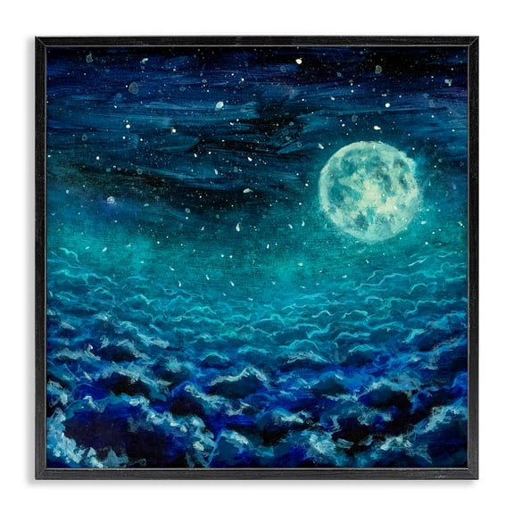 Stupell Industries Modern Moon & Clouds Black Framed Giclee Art, 12 x 12, by Valery Rybakow