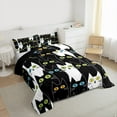 thumbnail image 3 of jejeloiu Abstract Cartoon Kitten Bedding Comforter Set,Colorful Cute Cat Twin Comforter Sets,White Black Bedding Set For Girls,Super Cozy Room Decor Reversible,2pcs, 3 of 8