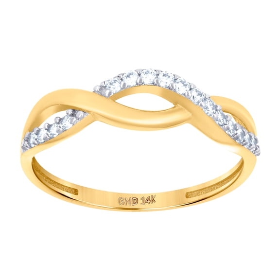 14k Two-tone Gold Womens Cubic Zirconia Infinity Symbol Ring 4.5mm Long Ring for Women - 1.5 Grams