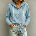 thumbnail image 5 of QIYAGBSA Hooded Denim Shirt for Women Button Down Long Sleeve Relaxed Fit Casual Spring Fall (Light Blue, XL), 5 of 8