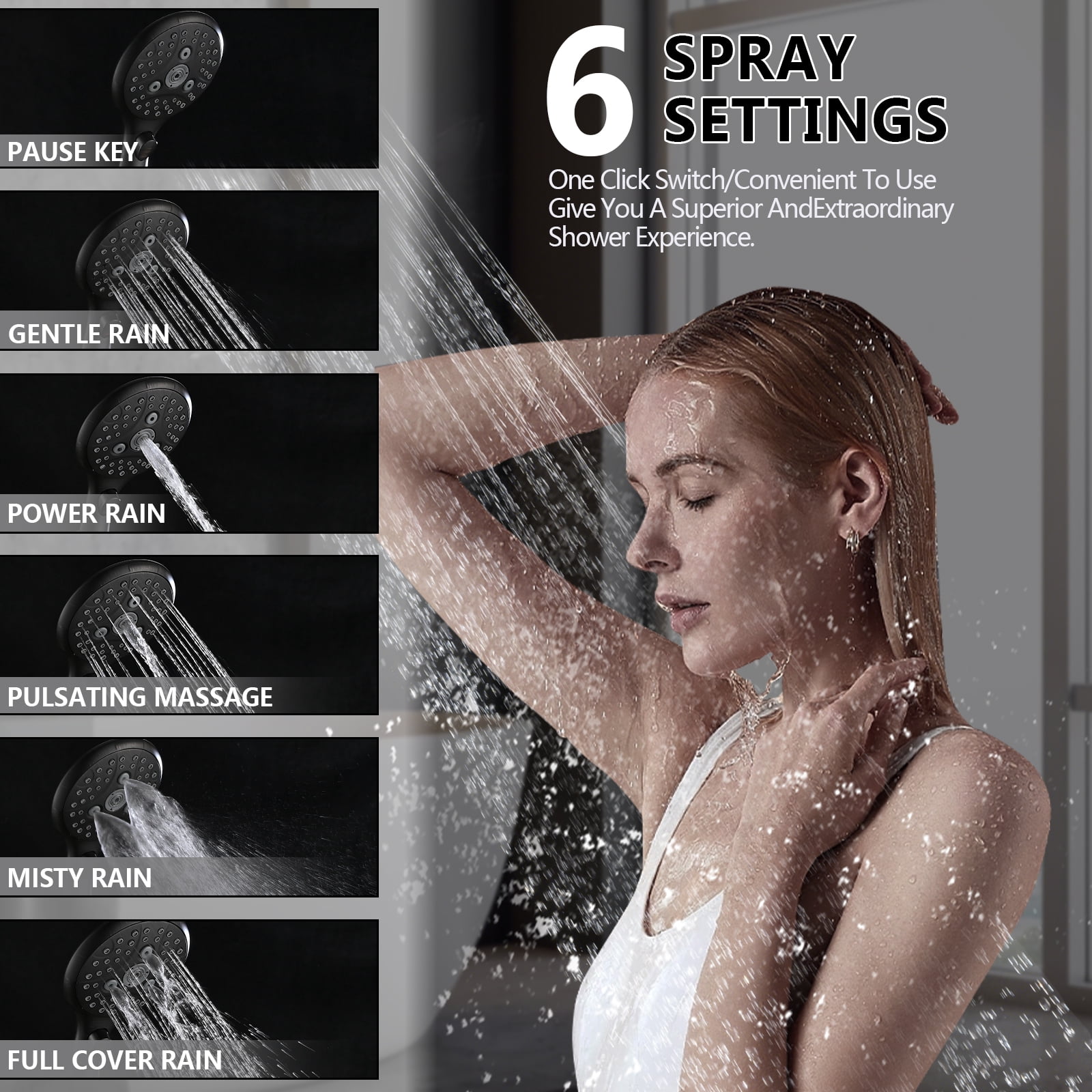 Freestanding Bathtub Faucet Lift-Up Diverter Tub Spout with 6 Settings Handheld Shower in Oil Rubbed Bronze (Rough-in Valve Not Included),Freestanding Tub Filler