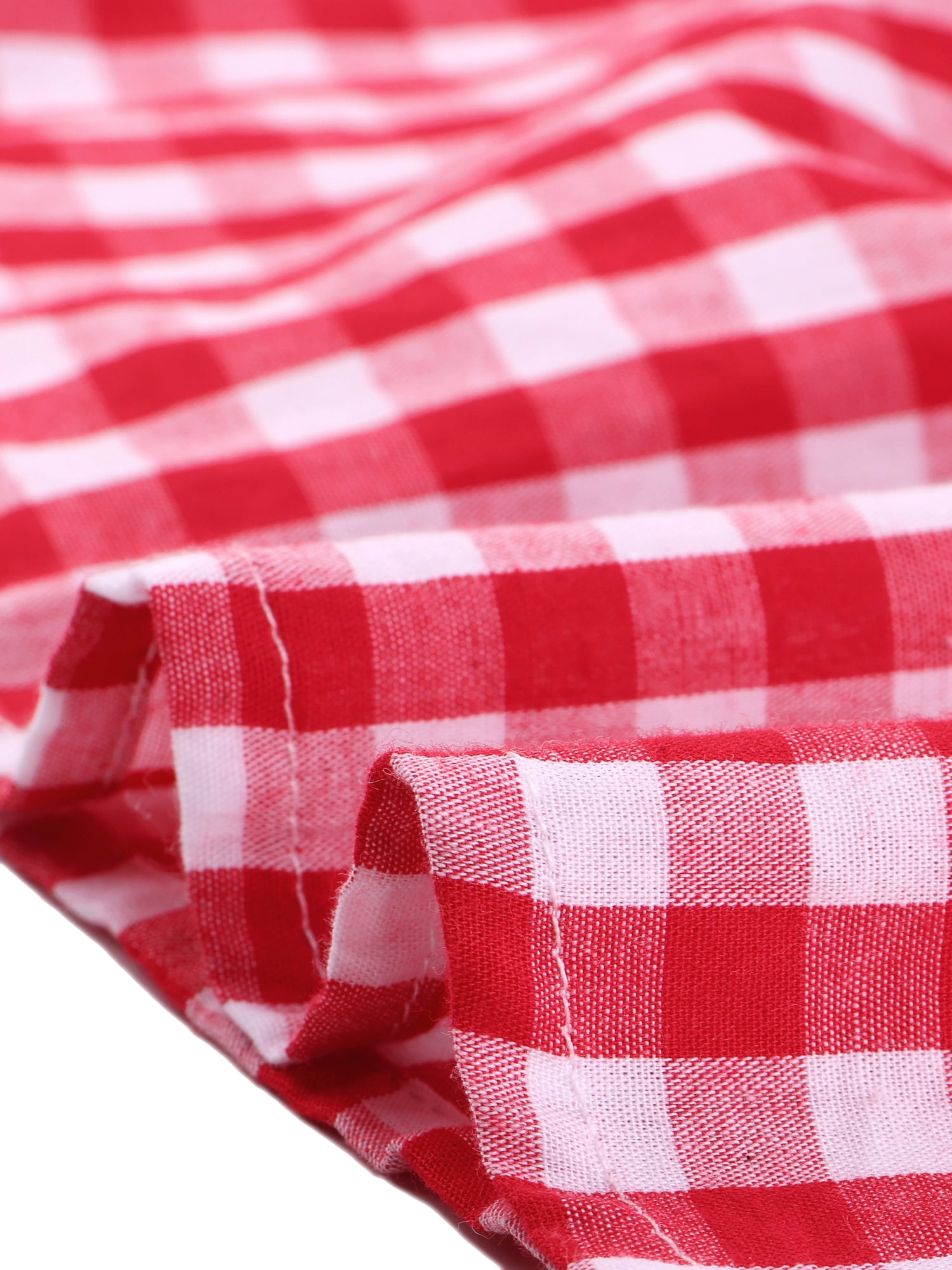 DARING DIVA Women's Gingham Peplum Square Neck Sleeveless Plaid Blouse M Red