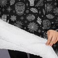 thumbnail image 3 of Oversized Wearable Blanket Hoodie,Black White Skull Hand Spider Pattern Sherpa Blanket Hoodie with Super Pockets,Super Warm Fuzzy Pullover for Women & Men, 3 of 6