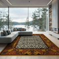 thumbnail image 2 of ODIKA 8'x10' Washable Area Rug Cowboy Southwestern Motif Fake Cow That Feel Table Spotted Print Playful for Living Room, Under Sectional, Family , Durable, Non-Slip, 2 of 7