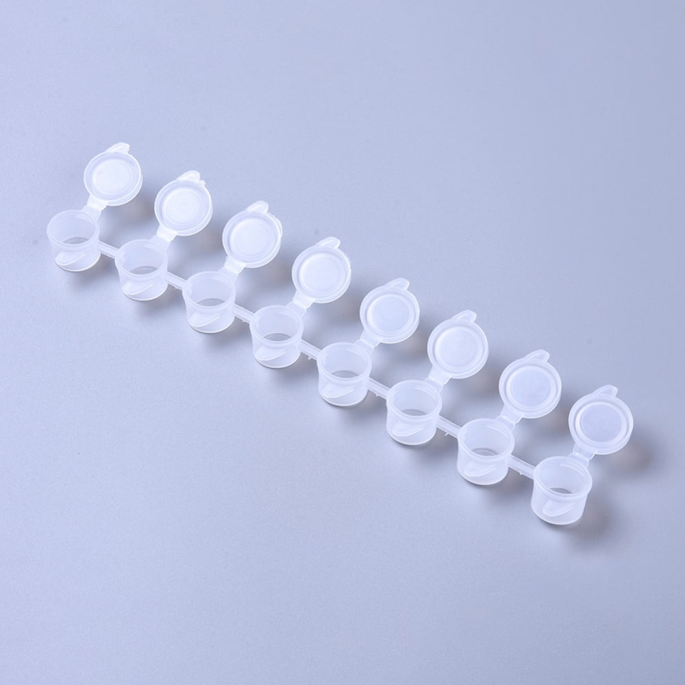 100 pc Plastic Paint Pots Strips 3ml 8 Pots Mini Empty Paint Cups with Lids for Arts Crafts Watercolor Pigment White 22.8x5.7x1.5cm