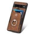 thumbnail image 4 of Compatible with Google Pixel 6, Classic Card Slots 360 Rotating Finger Ring Kickstand PU Leather + TPU Frame Magnetic Closure Back Case Cover for Google Pixel 6, Brown, 4 of 6