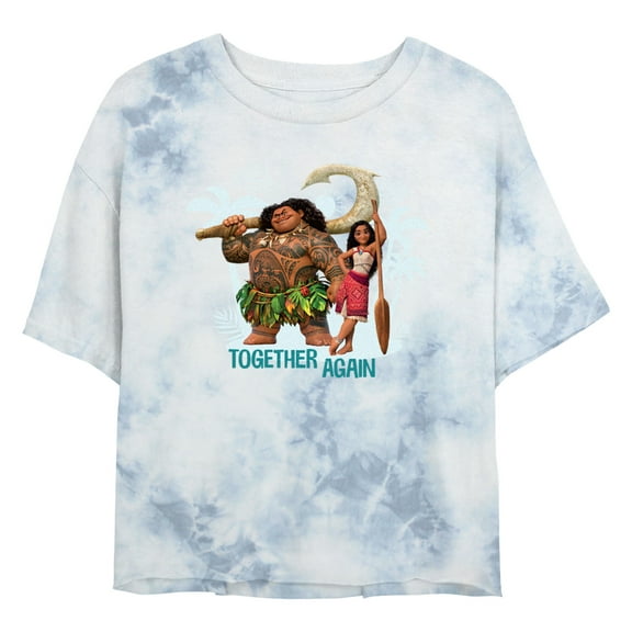 Junior's Moana 2 Together Again Maui and Moana Graphic Crop T-Shirt