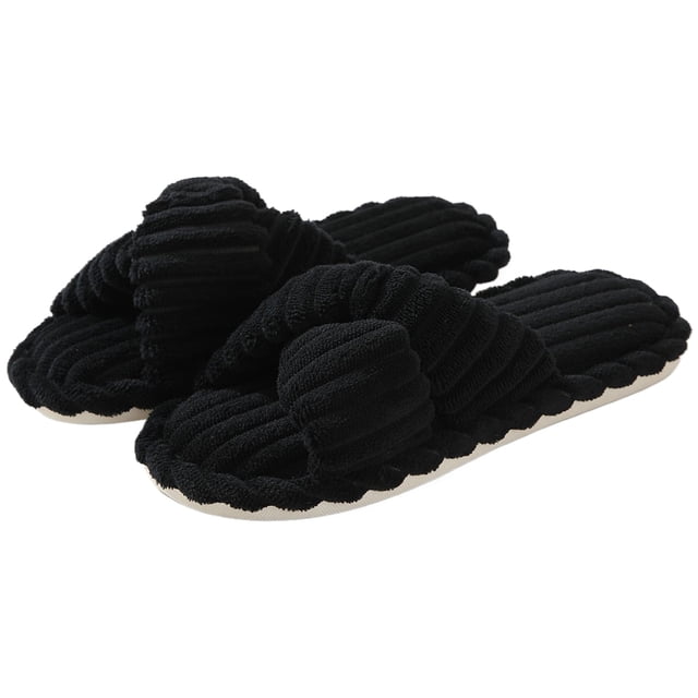Invierno para hombre y mujer zapatos cálidos antideslizantes y esponjosos (negro 40-41 para 39-40)