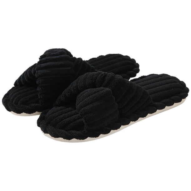 Invierno para hombre y mujer zapatos cálidos antideslizantes y esponjosos (negro 40-41 para 39-40)