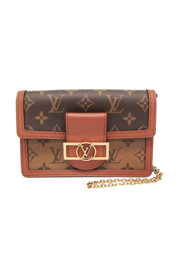 Pre-Owned Louis Vuitton Monogram Reverse Dauphine Chain Wallet M68746 Women's Monogram...