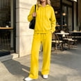 thumbnail image 2 of vdgthytj Sweatsuits Women 2 Piece Outfit Full Zip Long Sleeve Hooded Jackets Drawstring Straight Leg Pants Fall Casual Athletic Sets(X-Large,Yellow), 2 of 7