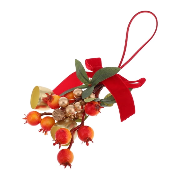 Festive Door Hanging Ornament with Artificial Red Berries and Flowers Door Hanger Bell for Holiday Decoration and Entrance Decor