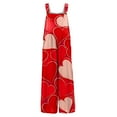 thumbnail image 5 of Valentine's Day Overalls for Women Casual Pink Heart Pattern Wide Leg Overalls Long Valentines Rompers with Pockets, 5 of 5