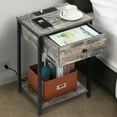 thumbnail image 4 of bedside table with charging station and USB interface  bedside table with drawers and storage shelves 2-tier end table, 4 of 5