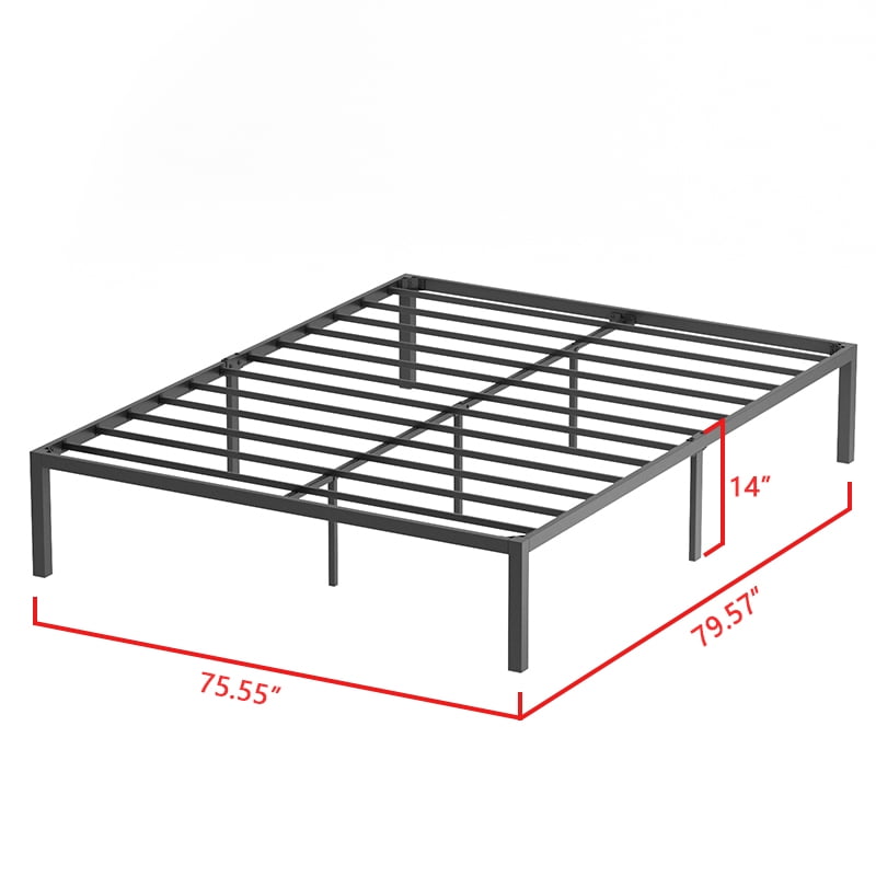 Yoneston King Size Heavy Duty Metal Bed Frame No Box Spring 14 Inch High with Storage