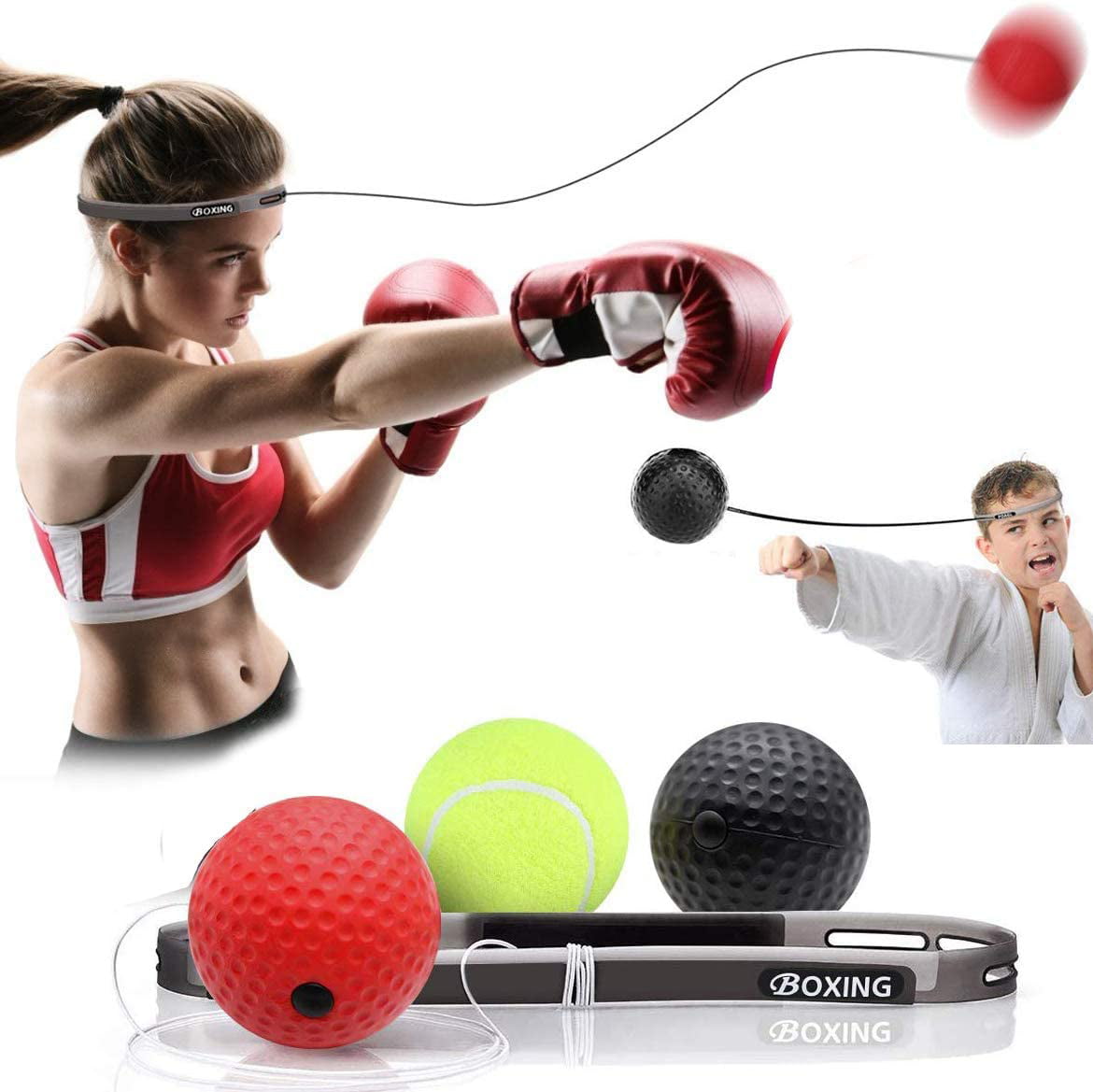 Focus and Hand Eye Coordination Training for Boxing Great for Reflex 3 Difficulty Levels Boxing Fight Ball Mma Speed Training Suitable for Adult/Kids Boxing Reflex Ball Boxing Training Ball 