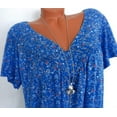 thumbnail image 4 of asdoklhq Womens Plus Size Clearance,Women Print Short Sleeve Tops Shirts Blue 5X, 4 of 5
