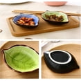thumbnail image 3 of 4 Mini Sauce Bowls - Small Plates, Ceramic Sauce Bowls, Handmade Leaf Shape Sauce Bowls, Suitable for Kitchen, Dining Room (Light Yellow, Dark Blue, S, 3 of 5