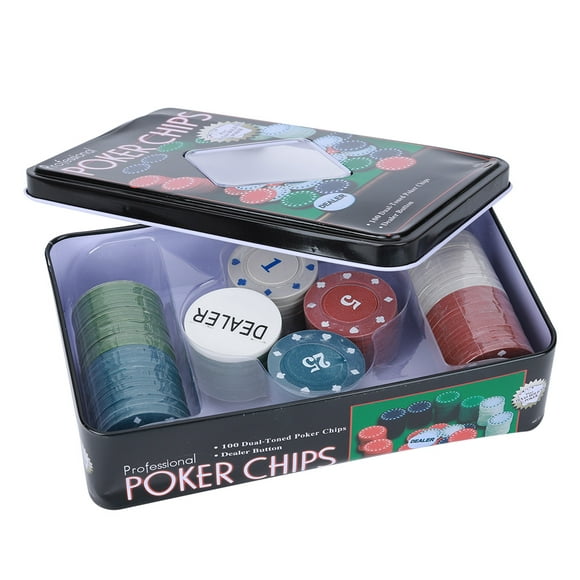 Fdit Jeu de Poker, 100pcs Cartes à Jetons de Poker avec Croupier Puce Portable Sac de Transport pour les Enfants Adultes