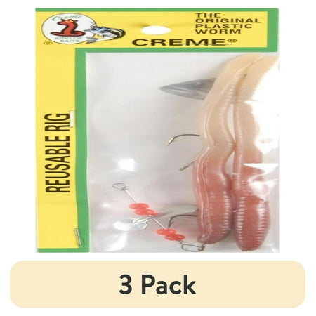 (3 pack) Creme 6 Scoundrel Worm Rig Lure Live Color