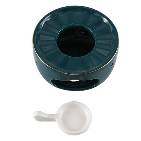 

Round Ceramic Teapot Warmer Tea Light Furnace with Candle Tray Heater Trivet Dish Cup Heat Pot Malachite Green