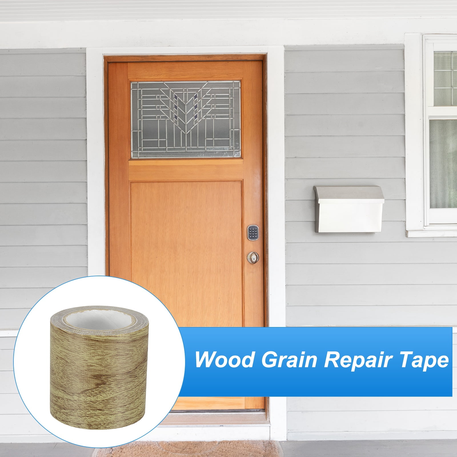 Uxcell Wood Grain Repair Tape 2.2" x 14.99' Self Adhesive Realistic Textured Repair Tape Patch with Scraper Brown Oak