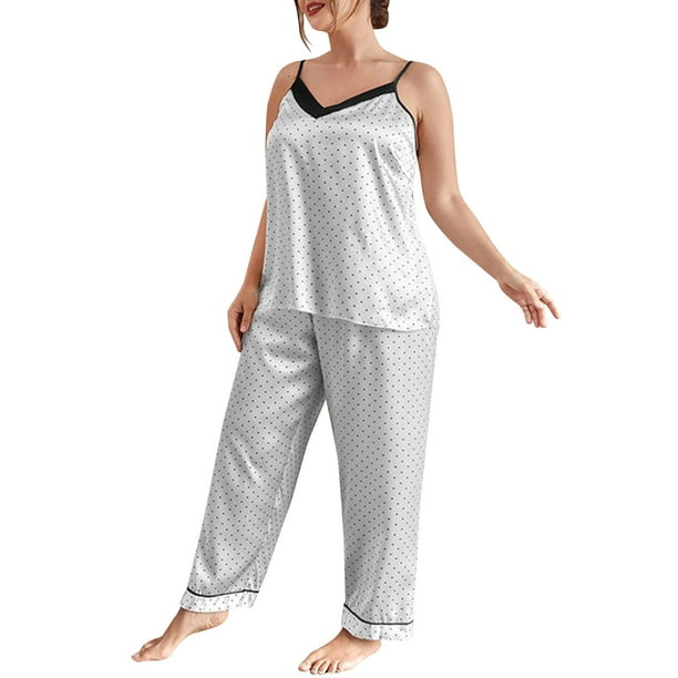 B91xZ Cute Pajamas Shorts Set Women 2 Piece Satin Floral Print Short Sleeve  Shirt and Shorts Silk Pajama Set,Beige XL 